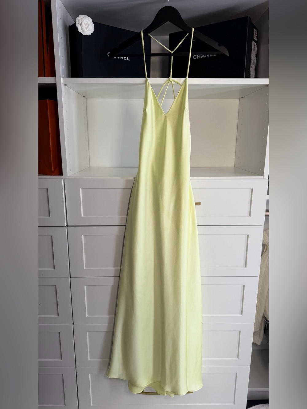 Zara Pale Yellow Slip Maxi Dress with Delicate Straps